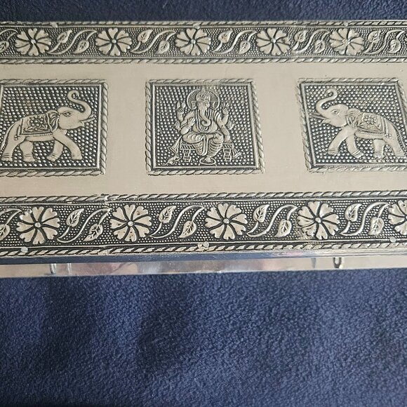 Handcrafted Wooden Dry Fruit Gift Box with Embossed Elephant Design, Decorative - Picture 11 of 14